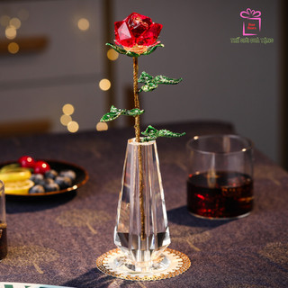  🎁 Set Hoa Hồng Pha Lê Trong Suốt 💝Quà Tặng Quà Lưu Niệm Trang Trí Decor Cao Cấp 💝Hoa Hồng Vĩnh Cửu   StarStore 