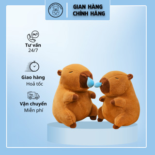 Gấu Capybara chảy nước mũi, Chuột Lang Nước đeo balo rùa, bơ xanh, ôm chuối, áo phao, rút bóng, gà non bánh mỳ
