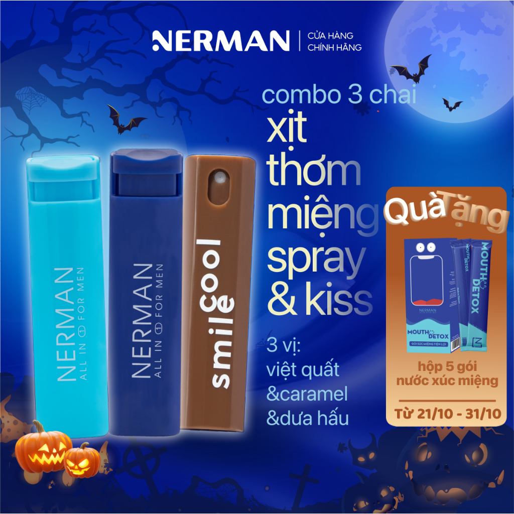 Xịt thơm miệng Spray & Kiss Nerman vị kẹo hoa quả bạc hà the mát cho nam nữ chai 10ml