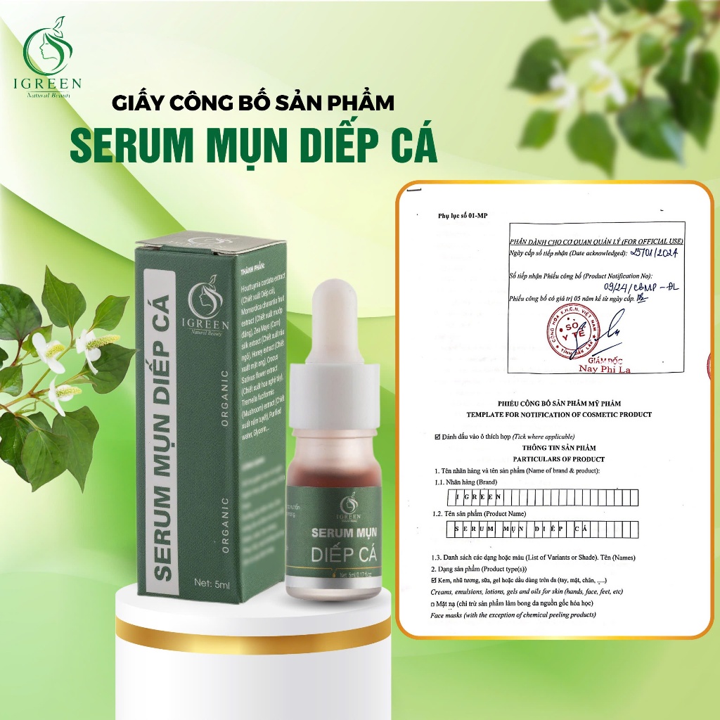 Serum Mụn Diếp Cá IGREEN 5ml - Giảm mụn, giảm thâm, se khít lỗ chân lông, dưỡng da | BigBuy360 - bigbuy360.vn