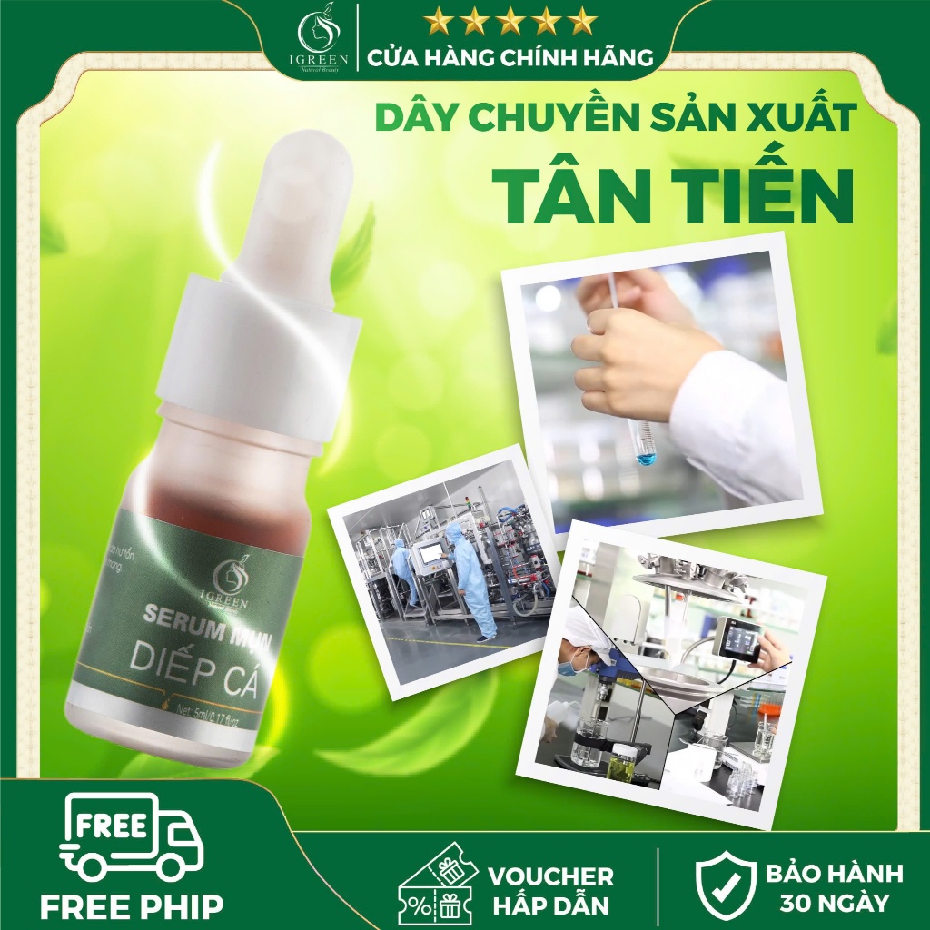 Serum Mụn Diếp Cá IGREEN 5ml - Giảm mụn, giảm thâm, se khít lỗ chân lông, dưỡng da | BigBuy360 - bigbuy360.vn