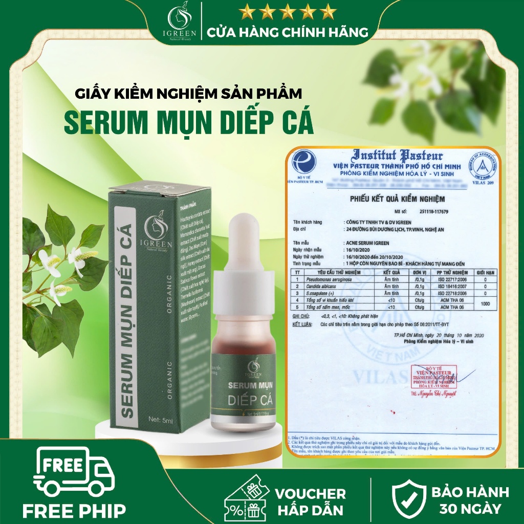 Serum Mụn Diếp Cá IGREEN 5ml - Giảm mụn, giảm thâm, se khít lỗ chân lông, dưỡng da | BigBuy360 - bigbuy360.vn