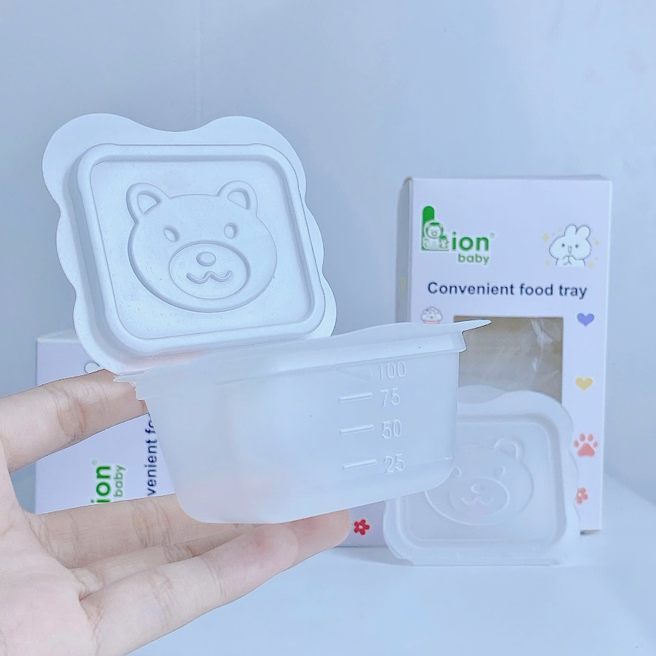 Khay trữ đông Lion Baby - Bộ chia thức ăn trữ đồ ăn dặm cho bé 50ml/100ml/150ml