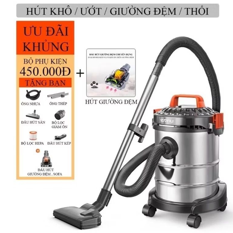 Máy hút bụi chính hãng yili 12l  YLW6263A [ HÚT KHÔ - HÚT NƯỚC ]