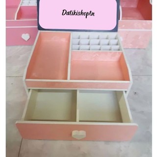 Kệ mỹ phẩm mini 25cm màu hồng phấn