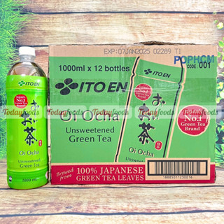 Nước Uống Trà Xanh Oi Ocha Itoen chai 1 Lít  KHÔNG ĐƯỜNG   Thùng 12 chai  