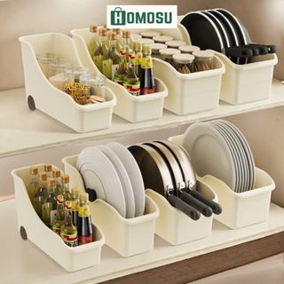 Khay Đựng Đồ Bếp, Hộp Đựng Đồ Có Bánh Xe Đa Năng, Khay Nhựa Để Tủ Bếp Màu Trắng Sang Trọng Q049