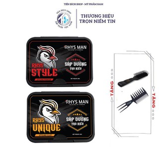  Sáp vuốt tóc RHYS MAN STYLE Styling Pomade & RHYS UNIQUE Styling Clay 50gr  100gr + Tặng 2 Lược 