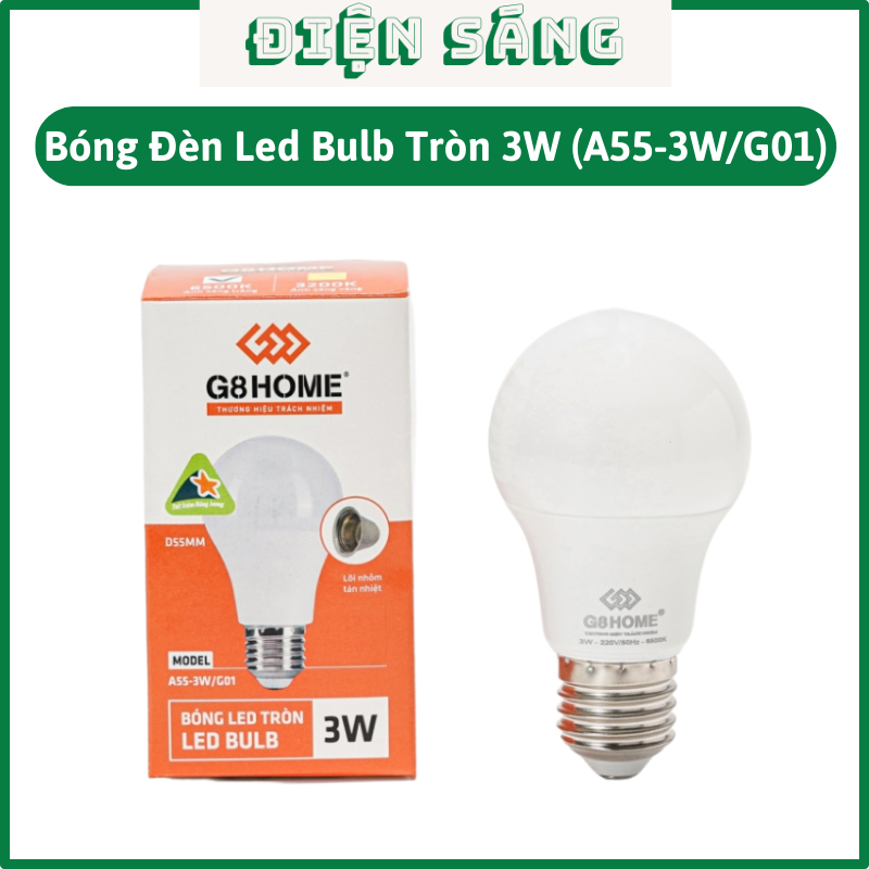 G8 HOME - Bóng Đèn Bulb Tròn G8 3W - A55-3W/G01 - Shopdiensang