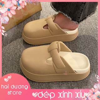 Dép nữ, Sục mây, Sục trơn, Giày lười đế cao 6cm, màu trơn, phong cách đơn giản, Dép crocs