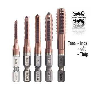  Lẻ Mũi Khoan Taro Ren Mạ Titan Thép Gió HSS.  Thi Công Trên Inox Sắt,Thép Từ 3 Đến 12mm 