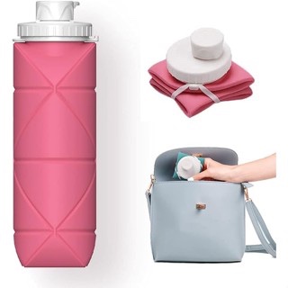 【Japan Direct】Collapsible Water Bottle Leak-proof Large Capacity 600ml Ultra Lightweight Easy to Cle