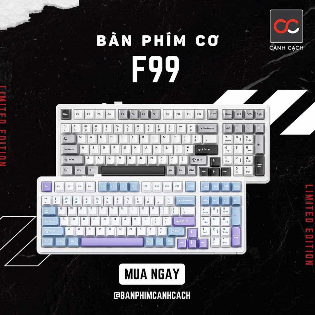 Bàn Phím Cơ Không Dây F99 LED RGB Pin 8000mah