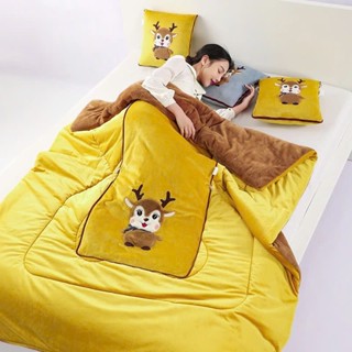 Chăn Nhung Lông Tuyết ALLIO Siêu Dày Giữ Ấm Mùa Đông, Gấp Gọn Làm Gối, Giặt Máy Tiện Lợi