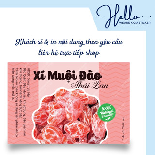 KGIA | Tem Mứt Hồng Đào - dán hủ mứt tết có keo, bế sẵn tiện lợi - sang trọng cho hộp quà tết - có in theo yêu cầu