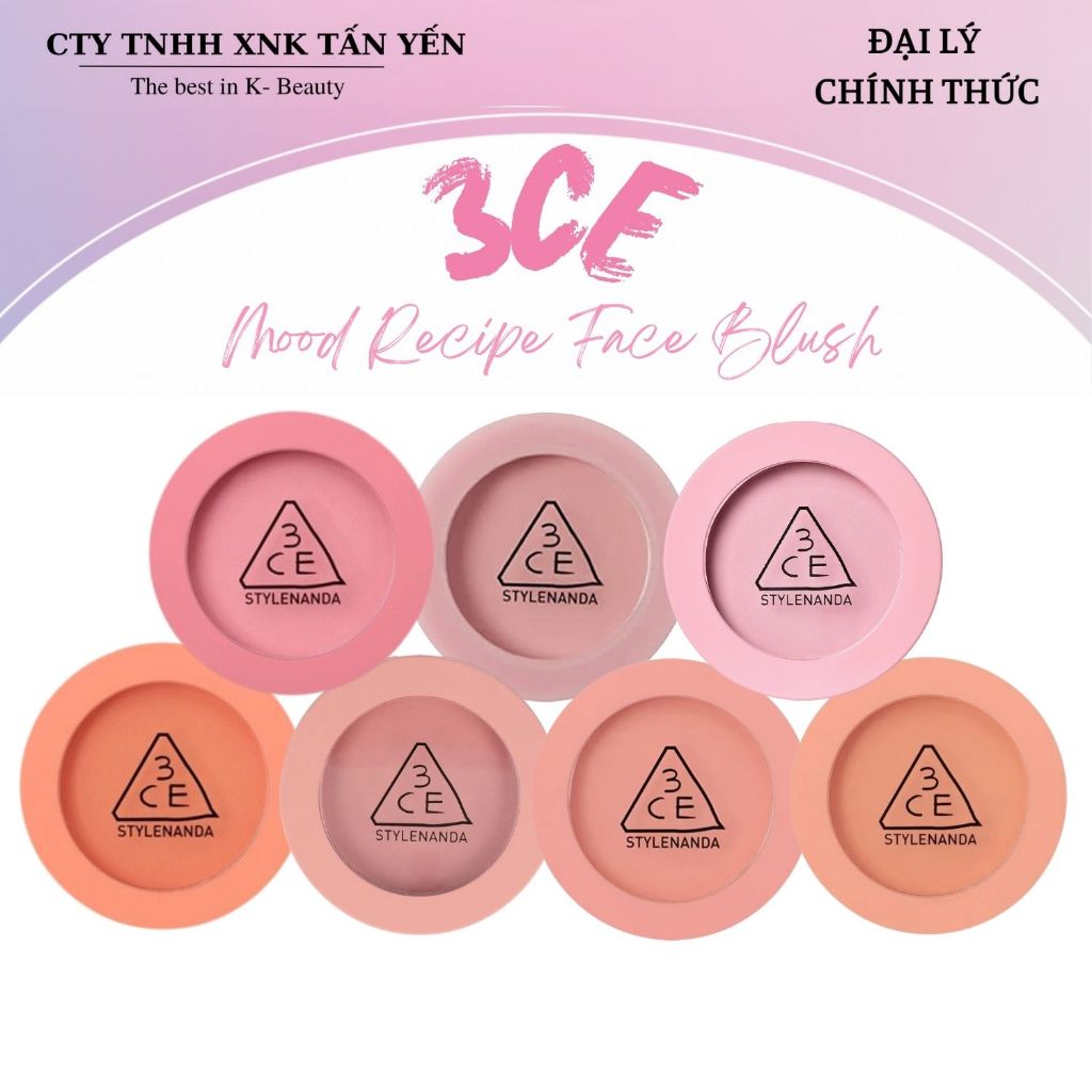 Phấn Má Hồng 3CE Face Blush 5.5g (Delectable - Mono Pink - City Mauve - Rose Beige)