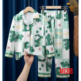  Mcbb 40-59 kg 100% lụa Ý bộ pyjama nam dài tay set bộ đồ ngủ nam mặc nhà bộ pijama bé trai size đại 