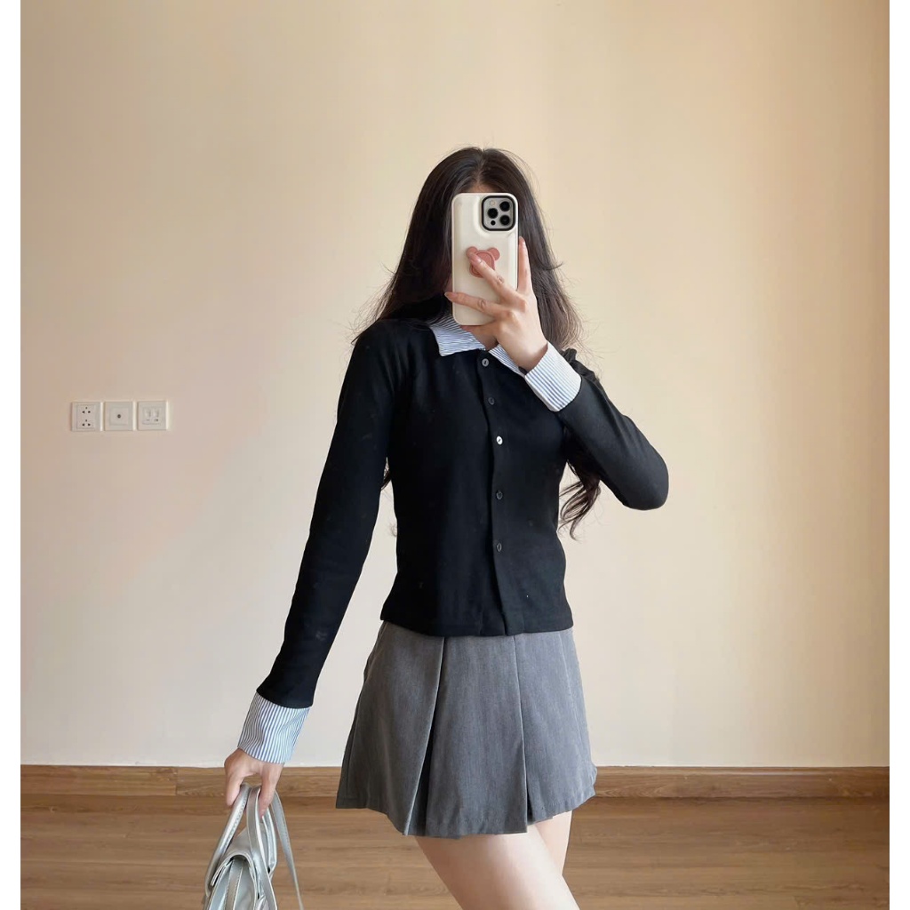Áo thun tăm phối cổ kẻ sơ mi Miho House | BigBuy360 - bigbuy360.vn