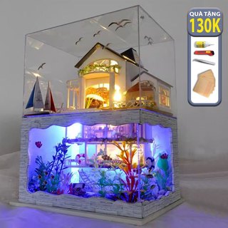 Nhà búp bê có đèn led impressed hawaii tyuc6 tặng kèm mica che bụi và dụng cụ lắp ráp
