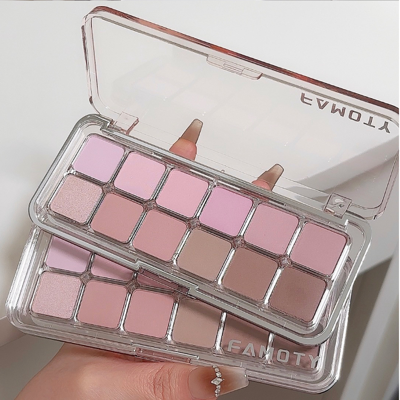  Phấn mắt Famoty 12 ô bảng mắt tông hồng cam đồ makeup trang điểm mắt nội địa trung C56 - Sammi beauty 