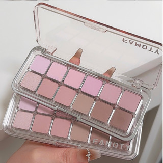 Phấn mắt Famoty 12 ô, bảng mắt tông hồng cam đồ makeup trang điểm mắt nội địa trung C56 - Sammi beauty