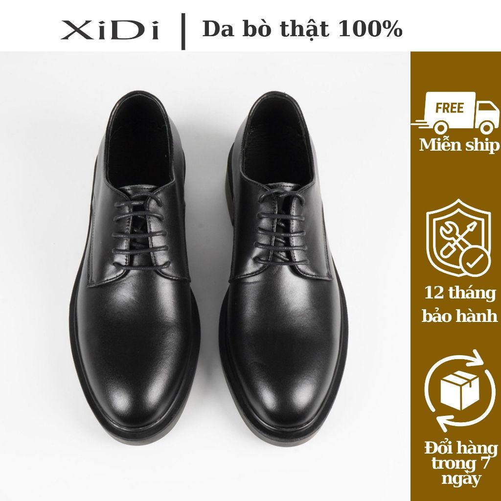 Giày derby nam da bò XIDI, giày tây công sở màu đen, kiểu dáng thời trang năng động-GDBD01