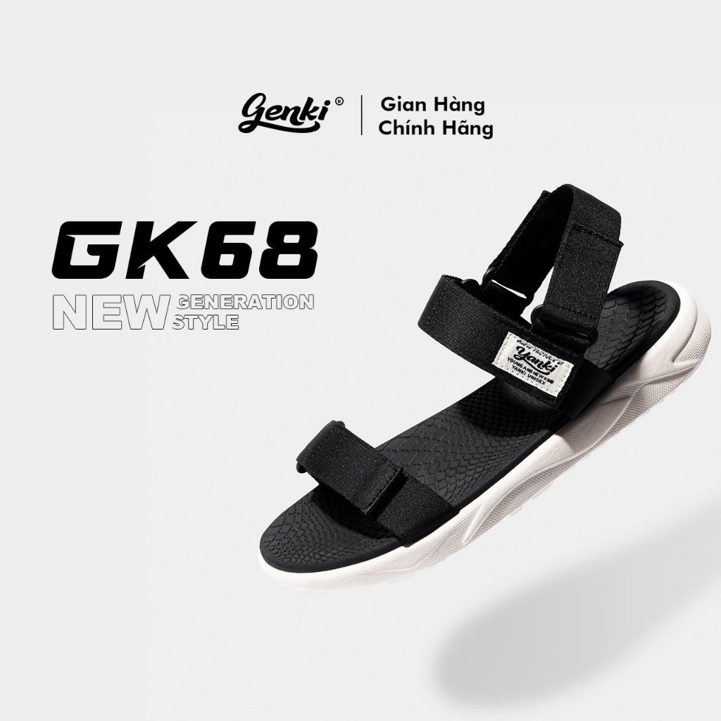 Giày Sandal Nam Thể Thao Việt Thủy mẫu Genki Quai Hậu Trẻ Trung Đen Trắng GK68