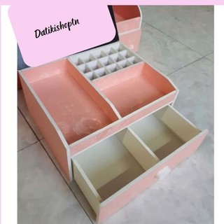 Kệ mỹ phẩm mini 25cm màu hồng phấn