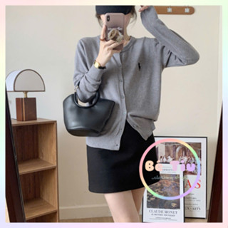 Áo Len Dêt Kim Mỏng, Áo Khoác Cardigan Phối Thêu Ngự Ngực Màu Trơn Cơ Bản Kiểu Dáng Dễ Phối Đồ Dành Cho Nữ | Bé Tiu