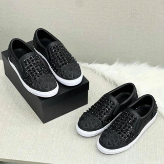 Giầy Slipon Philipp Plein Nam - Giày Lười PP Đinh Tán - Giày Lười Đính Đá Kim Xa Hot