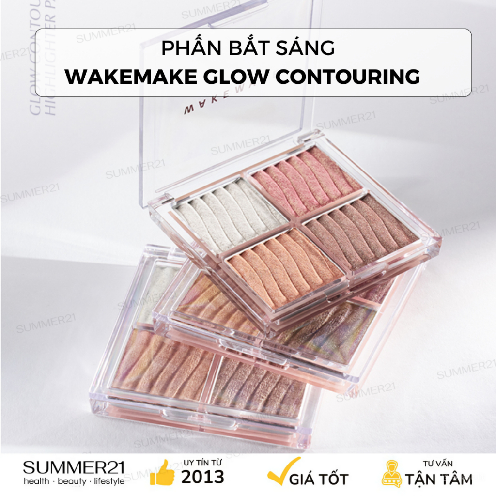 Bảng bắt sáng WAKEMAKE GLOW CONTOURING HIGHLIGHTER PALETTE - 01 WARM GLOW