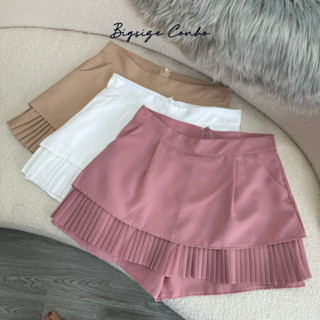 Chân Váy Ngắn Xòe 2 Tầng Bigsize,Chân Váy Xếp Ly Big Size Có Quần Lót Trong Vải Tuyết Mưa Mặc Mát CV2T