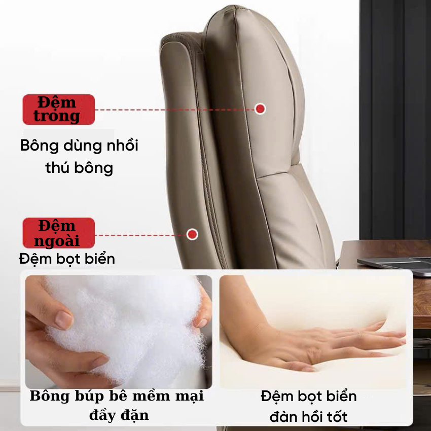 Ghế văn phòng Ghế giám đốc massage 7 chế độ Ghế xoay văn phòng bọc da PU êm ái An Home Pehouse | BigBuy360 - bigbuy360.vn