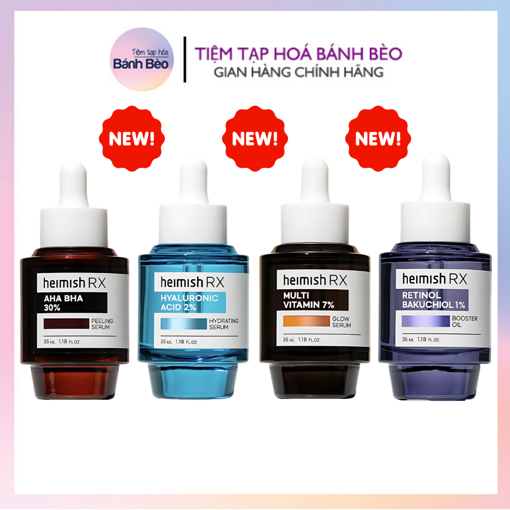 Serum Heimish Rx Hyaluronic Acid / AHA BHA Peeling/ Retinol Bakuchiol/ Multi Vitamin Glow Tinh chất