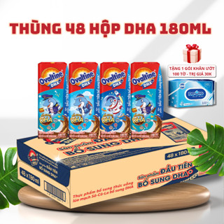 THÙNG 48 hộp Thức uống lúa mạch DHA+ gấp 4 Canxi Ovaltine vị Socola (180ml x 48) - HÀNG CHÍNH HÃNG