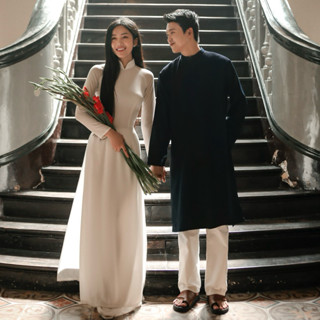 [HOẢ TỐC SG] Áo dài nam cách tân vải Kaki Nhung có BIGSIZE 100kg [KHÔNG KÈM QUẦN]