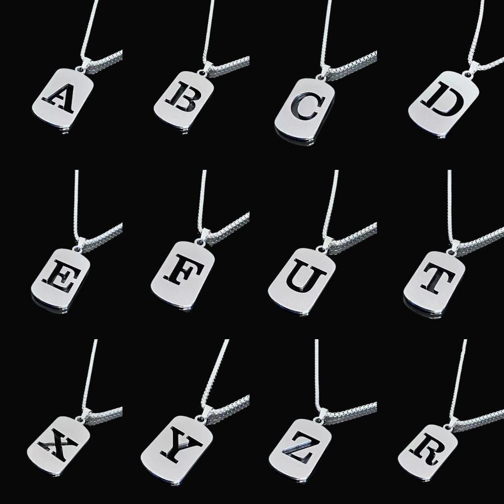 Dây Chuyền Nam Vòng Cổ Titan 26 Chữ Cái Mặt Dây Bóng Xương Đòn Phụ Kiện Trang Sức Y2K Phong Cách Hàn Quốc Cá Tính