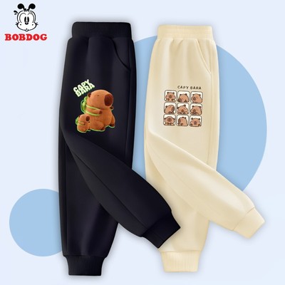 Quần dài cho bé trai BOBDOG chất nỉ da cá dáng thể thao in hình capybara cute cho bé