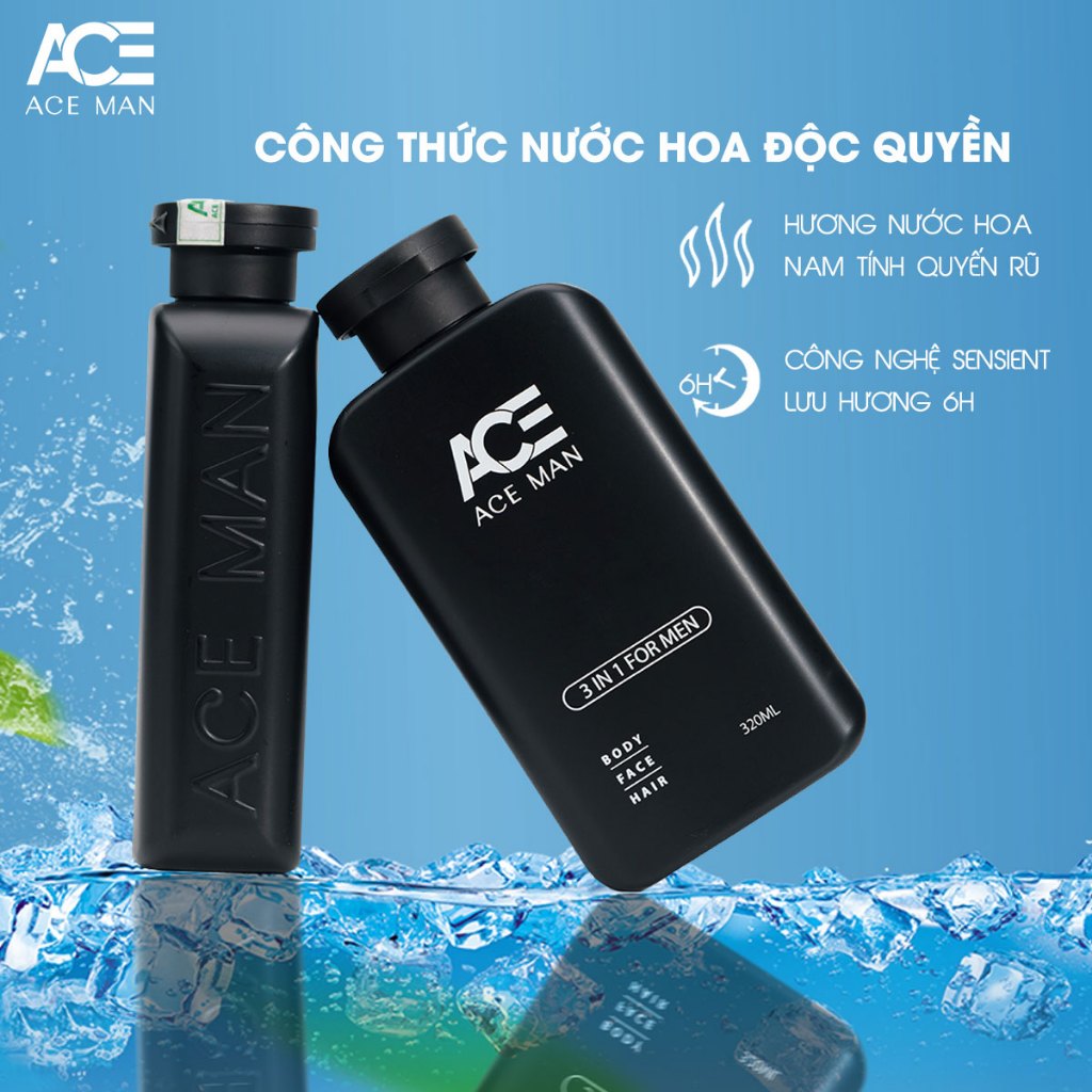 [TẶNG QUÀ] Sữa tắm nam 3 in 1 ACEMAN 320ML sữa tắm gội toàn thân hương nước hoa nam lôi cuốn