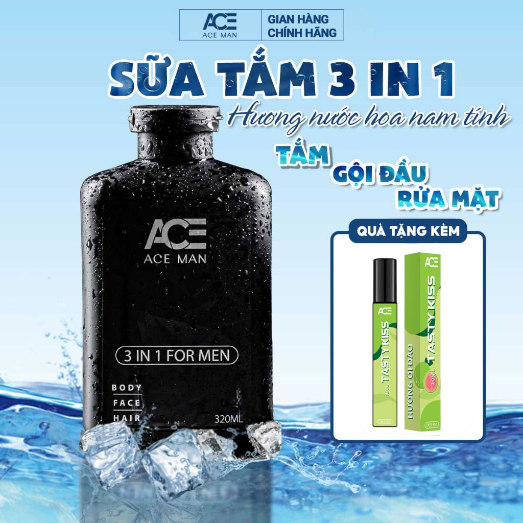 [TẶNG QUÀ] Sữa tắm nam 3 in 1 ACEMAN 320ML sữa tắm gội toàn thân hương nước hoa nam lôi cuốn