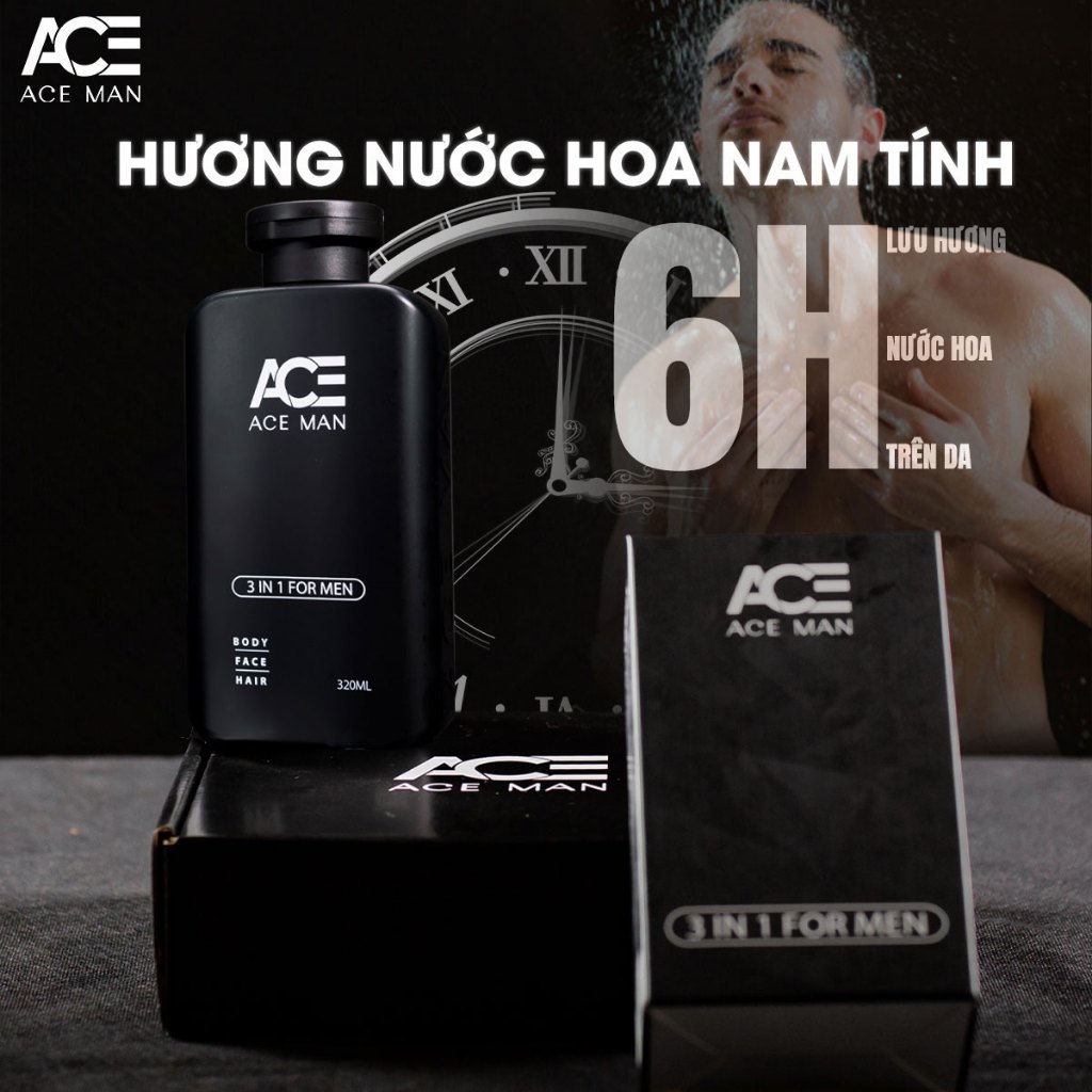 [TẶNG QUÀ] Sữa tắm nam 3 in 1 ACEMAN 320ML sữa tắm gội toàn thân hương nước hoa nam lôi cuốn