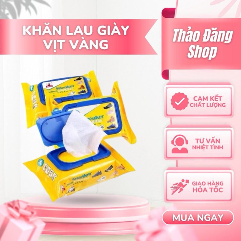 Khăn lau giày vịt vàng 💥 Khăn ướt đa năng lau giày siêu sạch không làm hại vải dùng tiện lợi