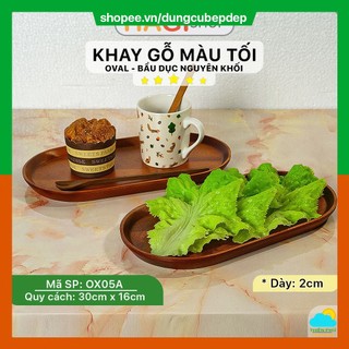  Khay Gỗ Oval Màu Tối Bầu Dục 30x16cm Gỗ Xà Cừ Cao Cấp Trang Trí Đồ Ăn Phục Vụ. Trưng Bày Quán Cafe Nhà Hàng Khách Sạn 
