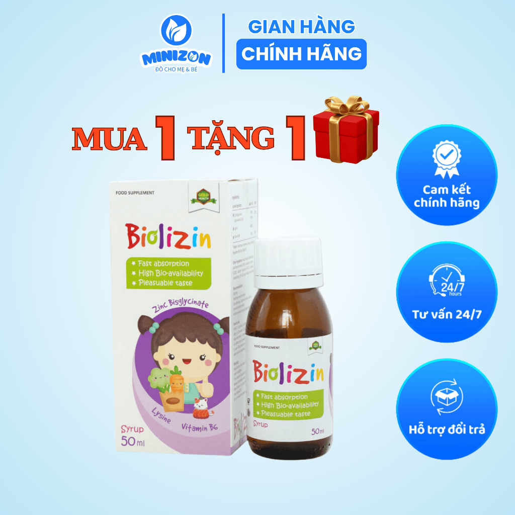 Kẽm Biolizin 50ml - Bổ Sung Kẽm Lysine Vitamin B6, Giúp Bé Ăn Ngon, Tăng Cường Đề Kháng