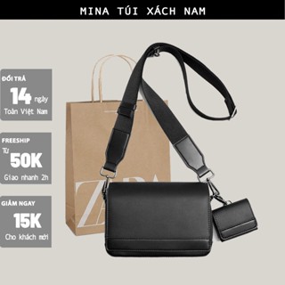 Túi đeo chéo nam thời trang dáng hộp viền da, giỏ chéo vai kèm túi nhỏ phong cách mẫu mới ZR MINA