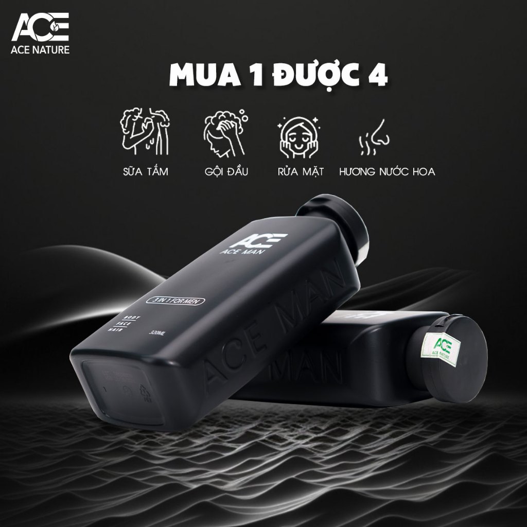 [TẶNG QUÀ] Sữa tắm 3 in 1 nam ACEMAN 320ml tắm gội rửa mặt, sữa tắm hương nước hoa nam tính