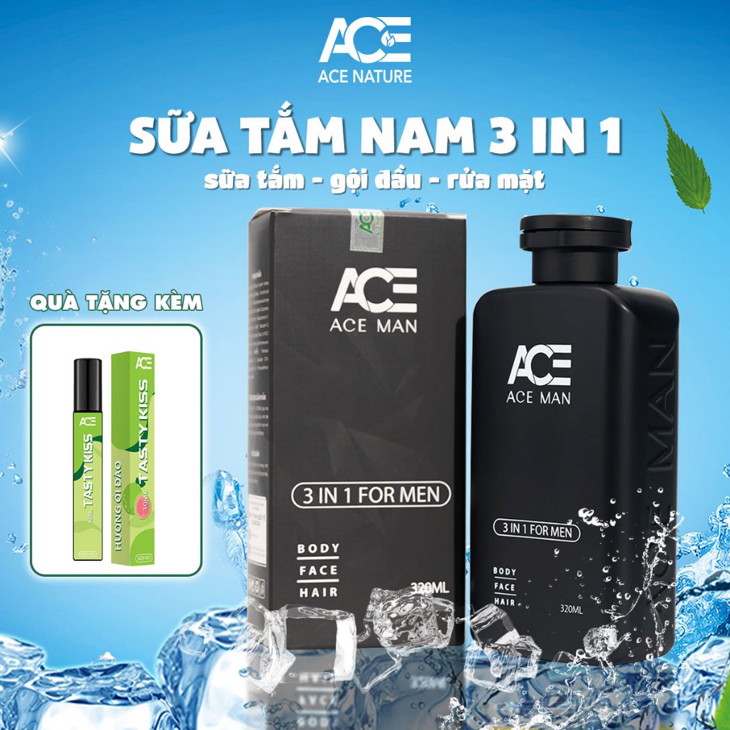[TẶNG QUÀ] Sữa tắm 3 in 1 nam ACEMAN 320ml tắm gội rửa mặt, sữa tắm hương nước hoa nam tính