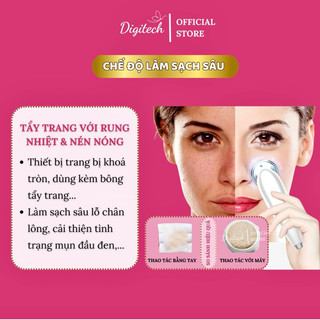 Máy massage mặt 7 chức năng- Trẻ hoá da, làm sạch sâu, Nâng cơ, Chăm sóc da bằng Ánh sáng LED & Rung nhiệt 45°C