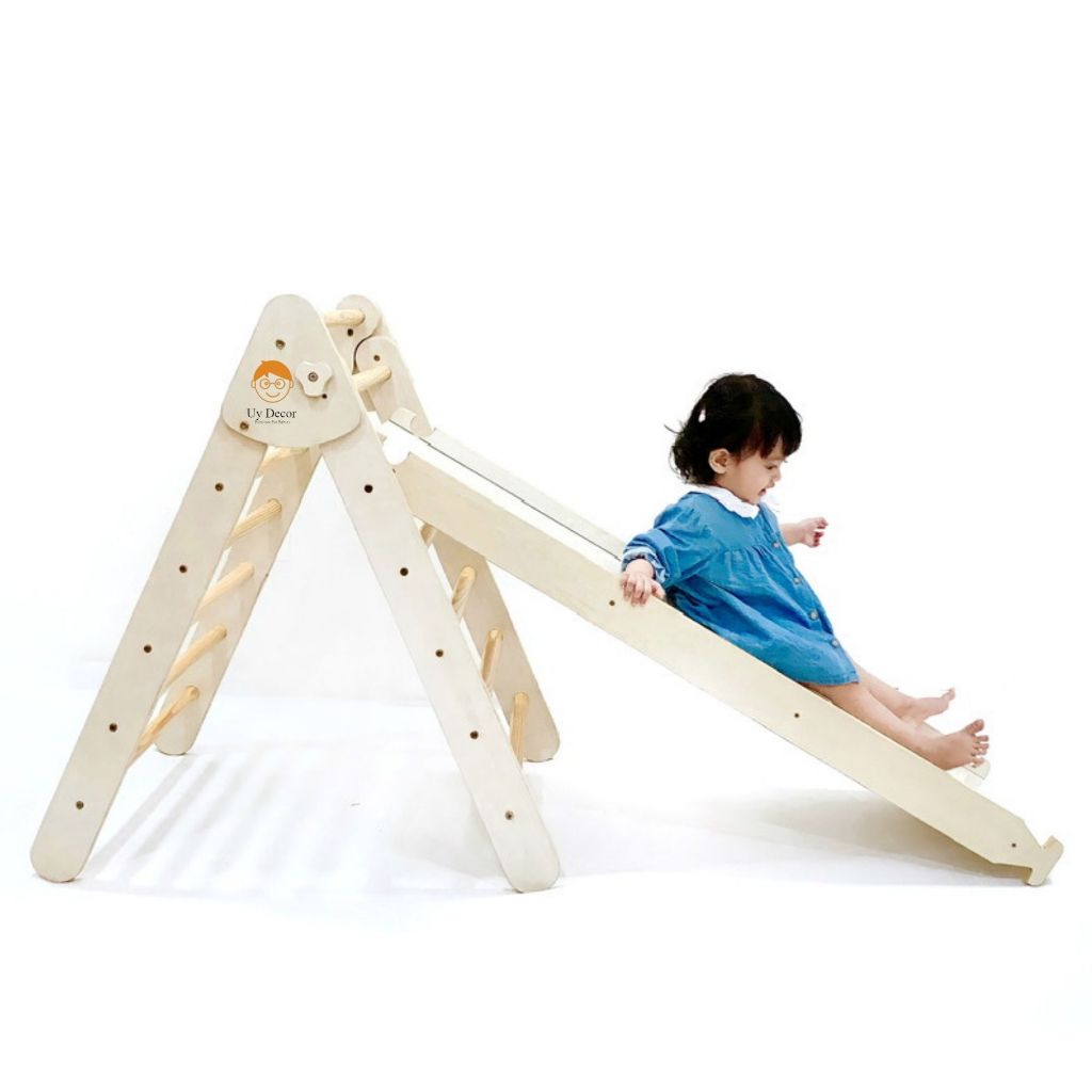 Đồ Chơi Cầu Trượt, Đồ Chơi Vận Động, Cầu Tuột Gỗ, Thang vận động Pikler Plywood Nhập Khẩu Uy Decor