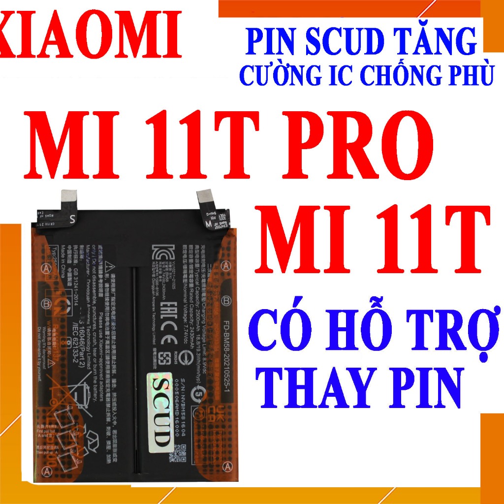 Pin Scud cho Xiaomi Mi 11T/Mi 11T Pro/Mi11T Pro/Mi11T Pro BM58 5000mAh